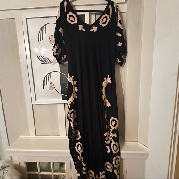 Free People Black and Cream Embroidered Knit Maxi Dress - Picture 5 of 5